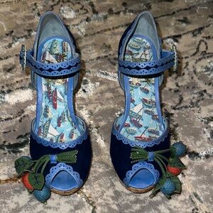 Miss L Fire blue suede platforms size 37